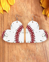 Baseball Heart Shaped Dangle Earrings