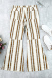 Striped High Waisted Bell Bottom Pants- Curvy