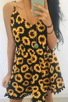 Sunflower Tassel Mini Dress