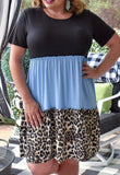 Leopard Colorblock Dress- Curvy