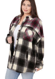 Zenana Oversized Yarn Dyed Plaid Shacket