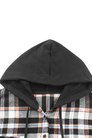 Black Plaid Long Sleeve Hooded Jacket
