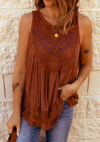 Rust Brown Lace Detail Top