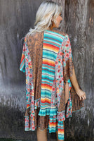 Paisley Floral & Serape Splicing Ruffled Kimono