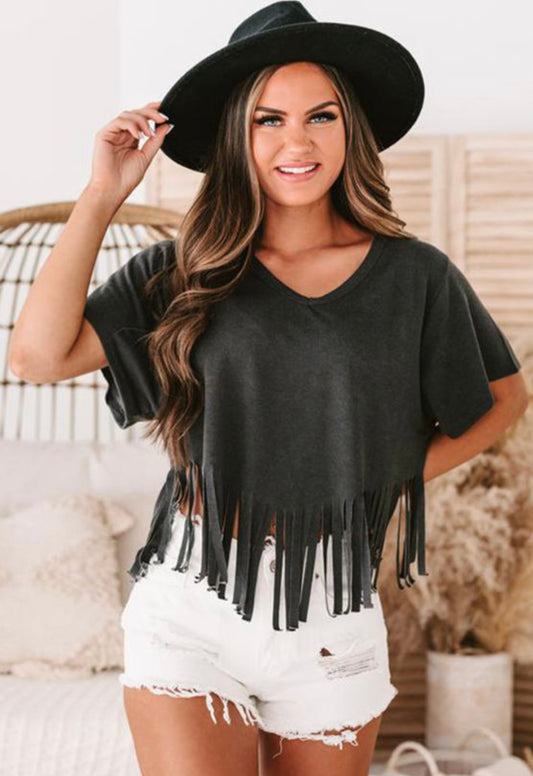 Bria’s Black Fringe Top