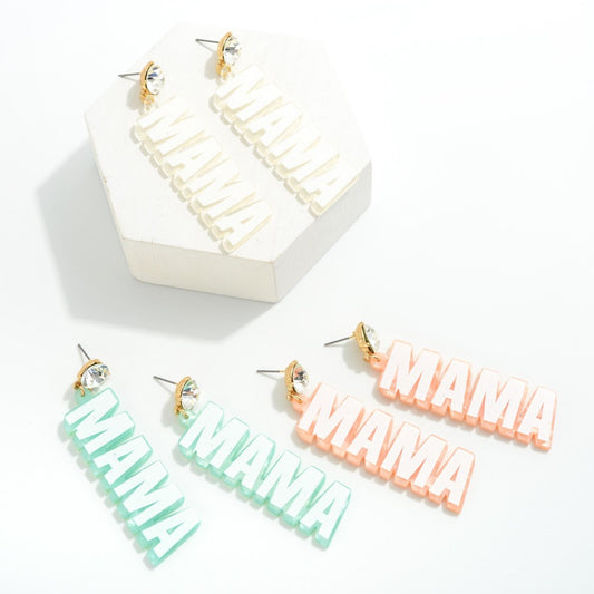 Rhinestone Post MAMA Earrings