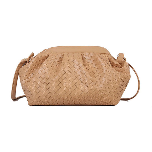 Faux Leather Woven Clutch With Removable Straps