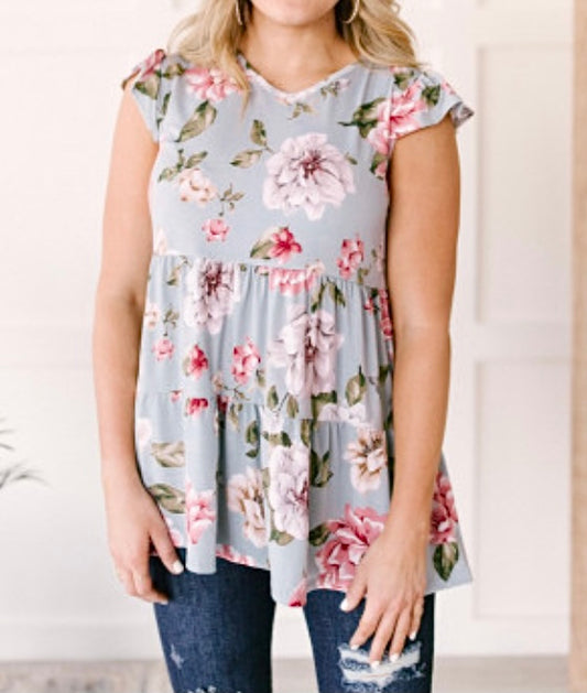 Plus Size Babydoll Floral Top