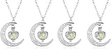 Glow In The Dark Moon Necklace w/ Heart Pendant