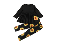 Toddler Girls Sunflower Print Babydoll Tee With Pants