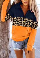 Lizzie’s Leopard Colorblock Zip Neck Pullover Sweatshirt
