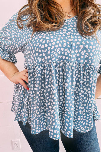 Leopard Ruffled Babydoll Top- Curvy