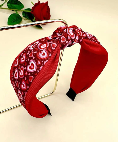Red Multi Heart Twist Knot Headband