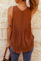 Rust Brown Lace Detail Top