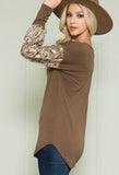 Full Size Run Acting Pro Brown W/ Leopard Print Shimmer Sleeves