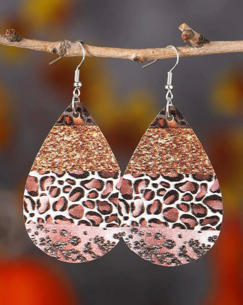 Golden Leopard Water Drop Earrings
