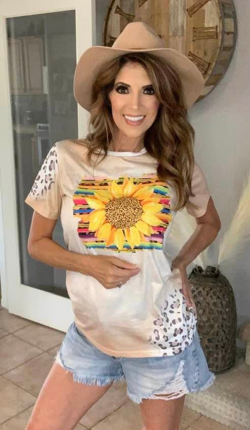 Bleached Sunflower Leopard Graphic Tee