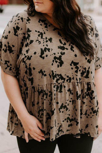Black Splattered Brown Top-Curvy