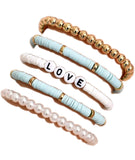 LOVE Heishi Beaded Stackable Bracelet 5pc Sets