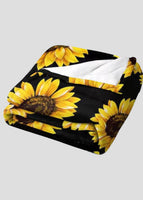 Sunflower Print Plush Blankets