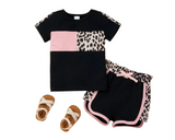 Toddler Girls Leopard Colorblock Tee & Track Shorts