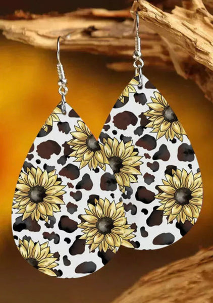 Animal Print Sunflower Earrings