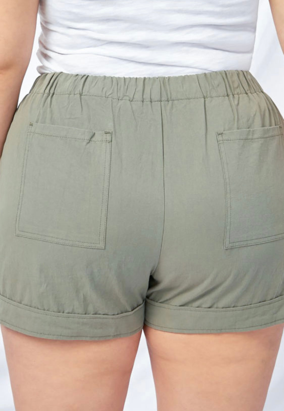 Drawstring Pocket Shorts- Curvy- 3 Colors