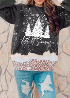 Snowy ‘Let it Snow’ Christmas Bleach/Leopard Print Sweatshirt