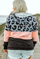 Pink Leopard Colorblock Sweatshirt- Curvy