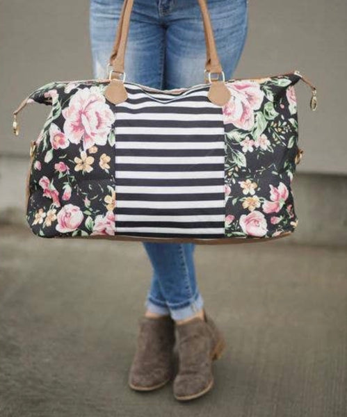 Floral Striped Weekender Bag