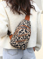 Leopard Print Sling Bag With Pocket Organizers