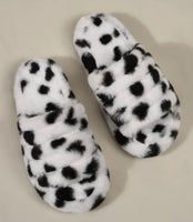 Holy Cow Print Fluffy Slippers