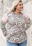 Cheetah Floral Leopard Stripe Print Top-Curvy