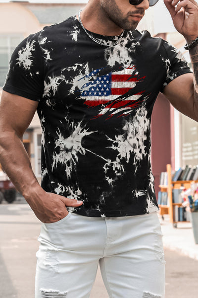 Men’s American Flag Tie-dye Print Tee