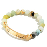 Natural Stone Beaded "Blessed" Stretch Bracelet-multiple colors