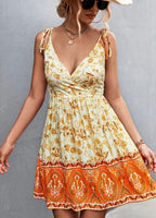 Backless Boho Print Slip Dress-2 Colors