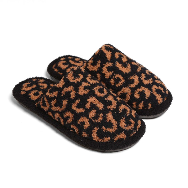 Comfy Luxe Animal Print Slide On Slippers