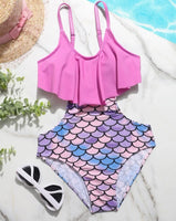 Girls One Piece Mermaid Swimsuit (7y-14)