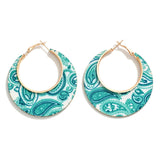 Paisley Print Drop Hoop Earrings