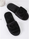 Black Soft Slippers W/ Heart