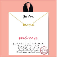 Short Metal Necklace Featuring Pendant that Says "Mama"