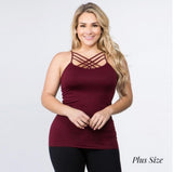 Women's Solid Plus Size Triple Criss Cross Seamless Camisole