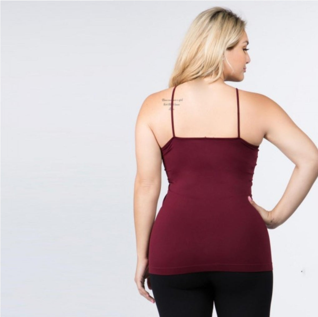 Women's Solid Plus Size Triple Criss Cross Seamless Camisole