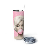 Bubblegum Pink Marilyn Skinny Steel Tumbler with Straw, 20oz