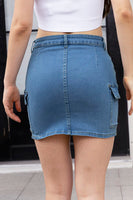 High Waist Pocketed Denim Skirt