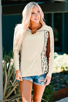 Leopard Notched Long Sleeve Top