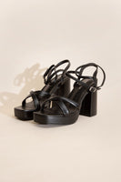 SODA VALOR CROSS ANKLE STRAP HEELS