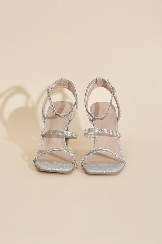 DEVIN SILVER RHINESTONE HEELS