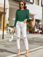 Round Neck Long Sleeve Blouse