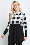 Acting Pro Plaid Solid Contrast Long Sleeve Turtle Neck Top